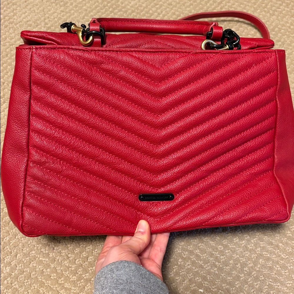 Rebecca Minkoff Red Quilted Satchel with Black Hardware - Picture 3 of 14